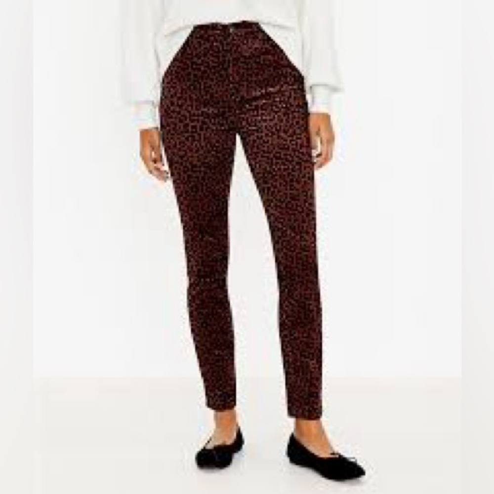 NWT Loft Petite Leopard Print High Waist Skinny Corduroy Pants Size 12 /31